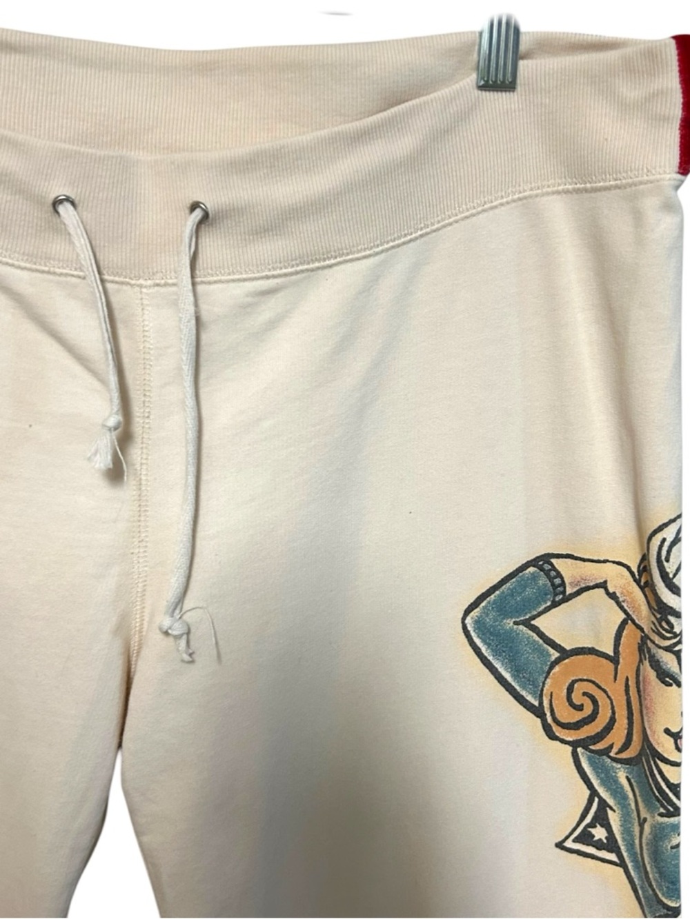RARE lucky brand L-XL sweatpants naval pin up girl tattoo art vintage wide leg - Picture 5 of 16